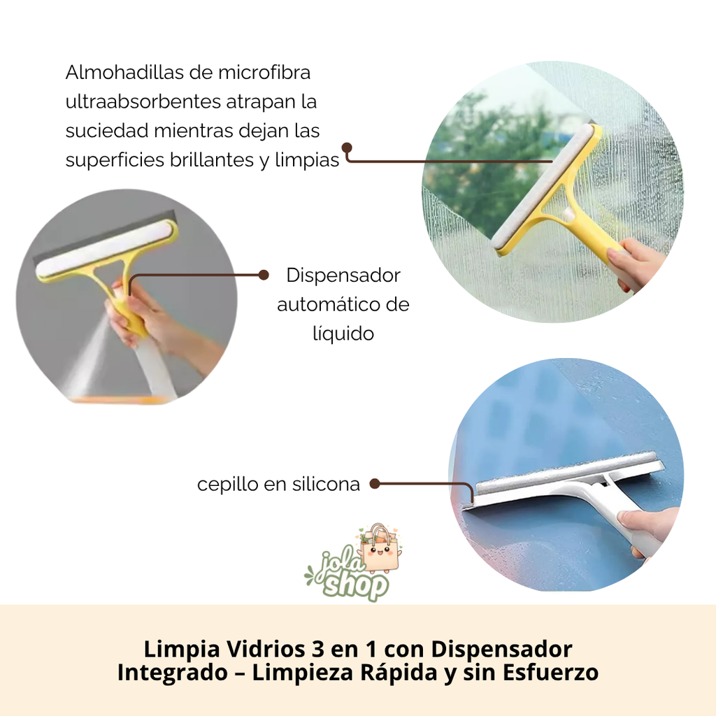 Limpia Vidrios 3 en 1 con Dispensador Integrado
