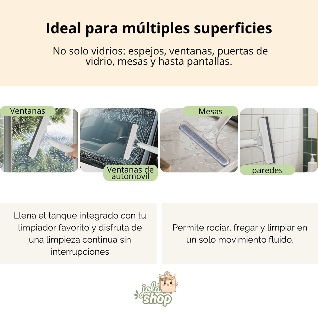 Limpia Vidrios 3 en 1 con Dispensador Integrado