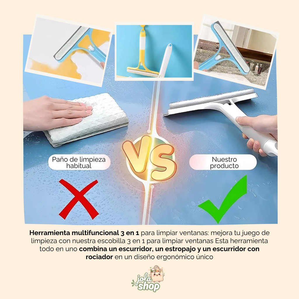 Limpia Vidrios 3 en 1 con Dispensador Integrado